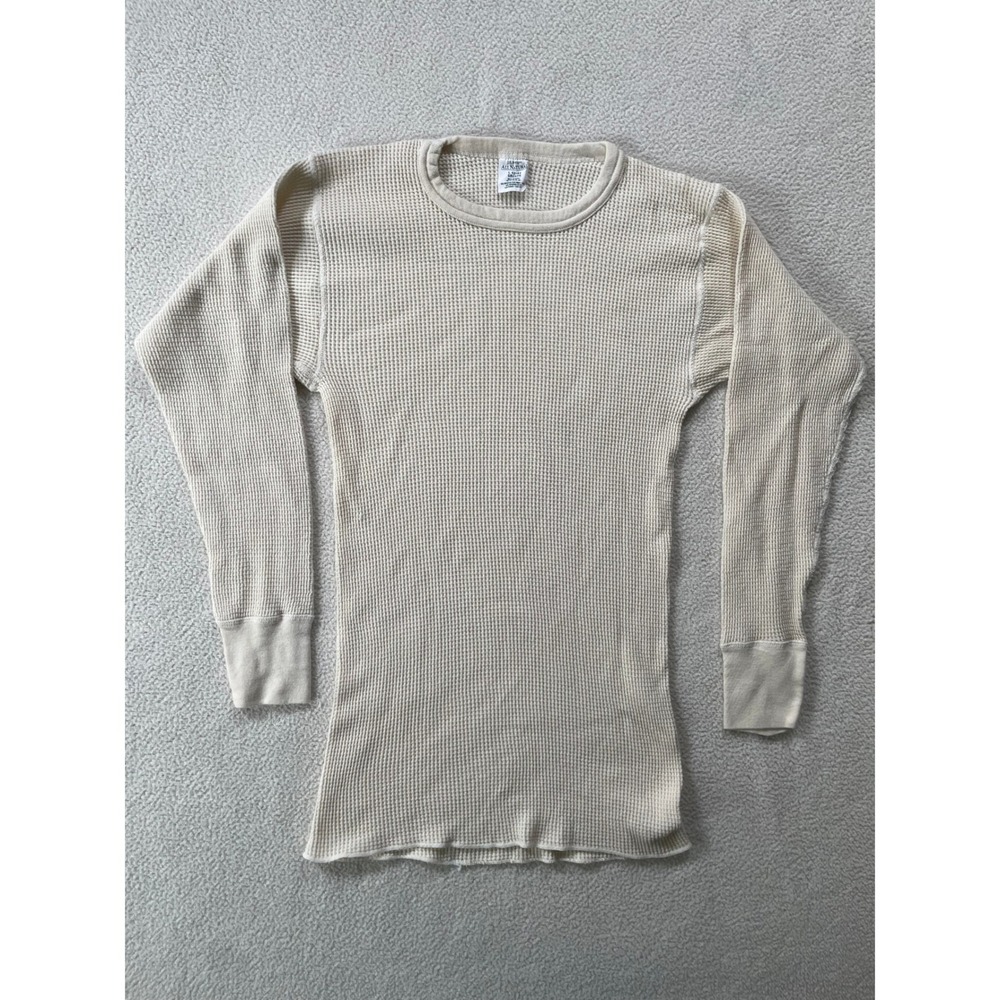 J.E. Morgan Mens Large Thermal Shirt Cream Waffle Knit Made in USA Base Layer